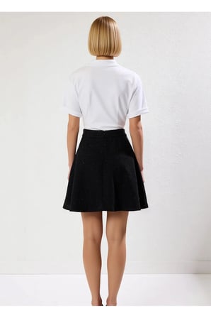Kadın Kloş Tüvit Mini Etek Düğmeli Kalıp Fonksiyonel Dayanıklı Kaliteli Konforlu Estetik Şık