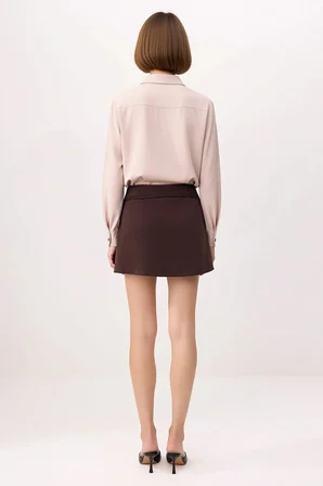 Kadın Mini Şort Etek A Kesim Normal Bel Kemerli İnterlok Örme Polyester Rahat Günlük Modern Şık