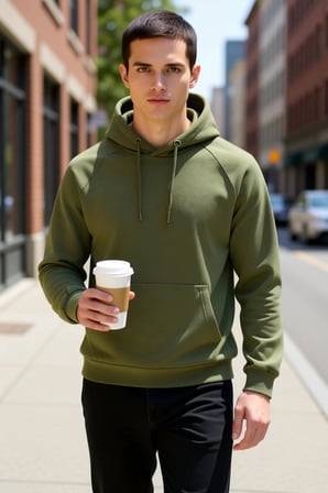 Erkek Kapüşonlu Reglan Kol Düz Kesim Sweatshirt Fonksiyonel Dayanıklı Kaliteli Konforlu Şık