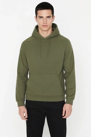 Erkek Kapüşonlu Reglan Kol Düz Kesim Sweatshirt Fonksiyonel Dayanıklı Kaliteli Konforlu Şık