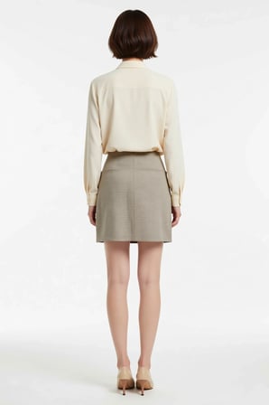 Kadın Büyük Beden Piliseli Mini Etek Ekose Dokuma Polyester Viskoz Karışım Rahat Kesim Günlük Modern