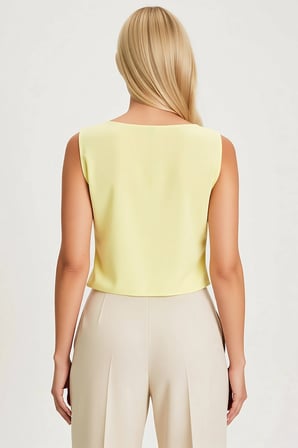 Kadın Bluz Crop Kayık Yaka Kolsuz Fitted Kalıp Vücuda Oturan Örme Düz Desen Penye Süprem