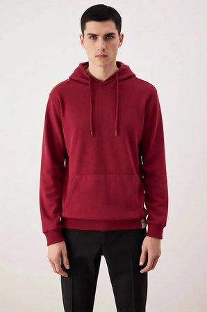 Erkek Kapüşonlu Standart Kol Regular Kalıp Slogan Desenli Sweatshirt Fonksiyonel Dayanıklı