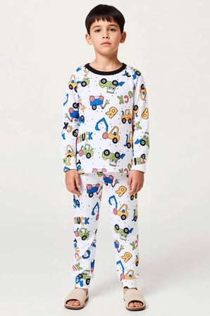 Erkek Çocuk Bisiklet Yaka Standart Kol Regular Kalıp Baskılı Örme Pijama Takımı Fonksiyonel Spor