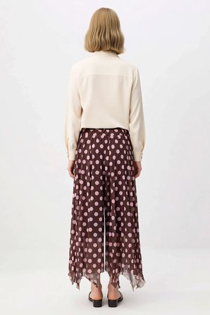 Kadın Maxi Etek Puantiyeli Tül Astarlı A-Line Asimetrik Kesim Polyester Rahat Yaz Koleksiyonu Günlük