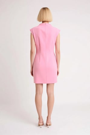 Kadın Kolsuz Dik Yaka Bodycon Mini Elbise Esnek Dokuma Astarsız Konforlu Kesim Günlük Rahat Modern