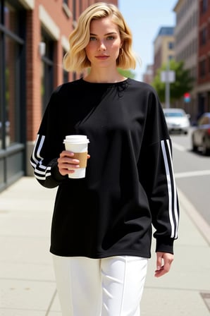 Kadın Bisiklet Yaka Düşük Kol Uzun Kollu Geniş Kalıp Sweatshirt Fonksiyonel Dayanıklı Spor