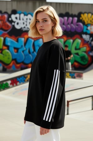 Kadın Bisiklet Yaka Düşük Kol Uzun Kollu Geniş Kalıp Sweatshirt Fonksiyonel Dayanıklı Spor