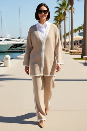 Kadın Büyük Beden Oversize Triko Kazak Pantolon Takımı İspanyol Kol Bisiklet Yaka Geniş Paça Renk
