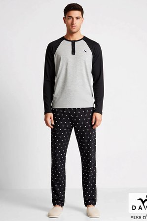 Erkek Regular Fit Reglan Kol Düğmeli Yaka Örme Pijama Takımı Fonksiyonel Modern %100 Pamuk