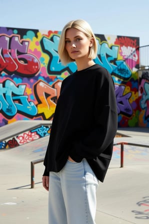 Kadın Bisiklet Yaka Düşük Kol Oversize Uzun Kollu Örme Sweatshirt Fonksiyonel Dayanıklı Şık
