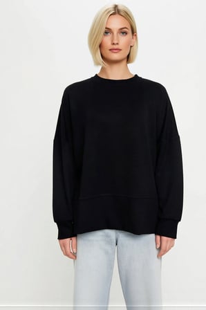 Kadın Bisiklet Yaka Düşük Kol Oversize Uzun Kollu Örme Sweatshirt Fonksiyonel Dayanıklı Şık
