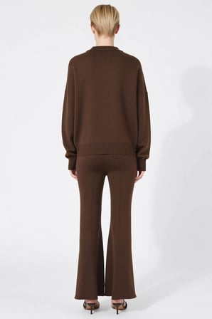 Kadın Alt Üst Oversize Triko Kazak Ve Geniş Paça Pantolon Takımı Günlük Ve Sunan Bir Seçim Şık