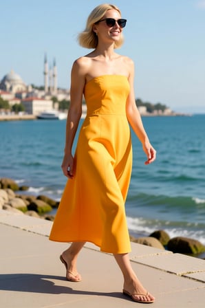 Kadın Straplez Poplin Maxi Elbise %100 Pamuk A-Line Kesim Kolsuz Astarlı Yazlık Dokuma Günlük Rahat