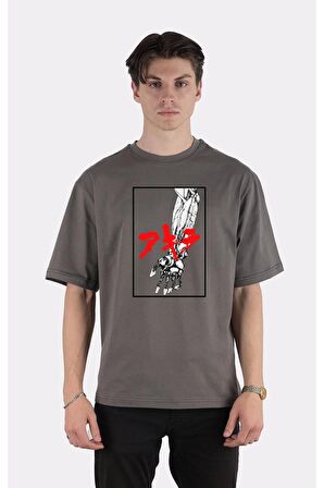 Füme %100 Pamuk Bisiklet Yaka Oversize T-shirt Akira Arm Tetsuo