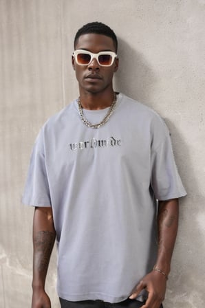 Balenbi Unisex Bisiklet Yaka Oversize Kalıp Penye Tişört 1004