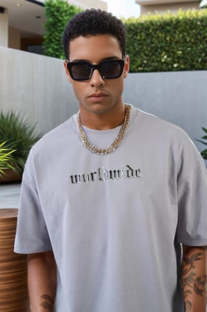 Balenbi Unisex Bisiklet Yaka Oversize Kalıp Penye Tişört 1004