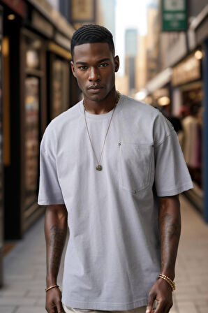 Balenbi Unisex Bisiklet Yaka Oversize Kalıp Penye Tişört 1004