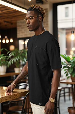 Balenbi Unisex Bisiklet Yaka Oversize Kalıp Penye Tişört 1004