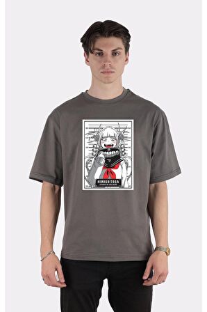 Füme %100 Pamuk Bisiklet Yaka Oversize T-shirt Himiko Toga - My Hero Academia