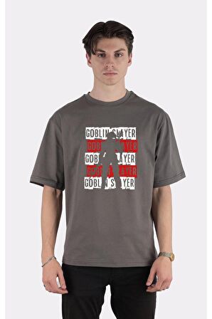 Füme %100 Pamuk Bisiklet Yaka Oversize T-shirt I'm A Goblin Slayer, I'll Slay All Goblin