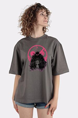 Füme %100 Pamuk Bisiklet Yaka Oversize T-shirt Mingo Art