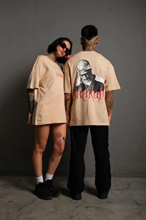 Ünisex SHAKUR Ön ve Arka Baskılı Oversize T-shirt TR-1435