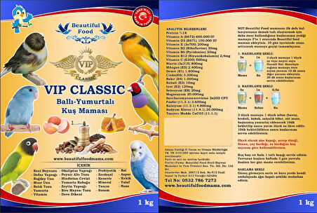 Beautiful Food Ballı Yumurtalı vip classic Kuş Yemi 1Kg