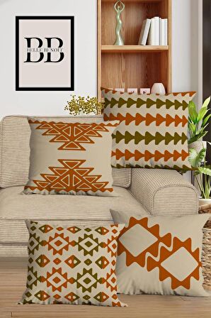 Modern Tasarım Çift Tarafı Baskılı 43x43 Dekoratif 4'lü Koltuk Yastık Kılıfı Kırlent Kılıfı Seti