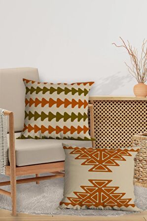 Modern Tasarım Çift Tarafı Baskılı 43x43 Dekoratif 4'lü Koltuk Yastık Kılıfı Kırlent Kılıfı Seti