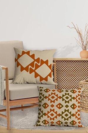 Modern Tasarım Çift Tarafı Baskılı 43x43 Dekoratif 4'lü Koltuk Yastık Kılıfı Kırlent Kılıfı Seti