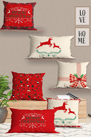 6’li Yılbaşı Desenli, Dikdörtgen, Çift Tarafı Dijital Baskı, Yastık kılıfı,Kırlent Kılıfı, Fermuarlı