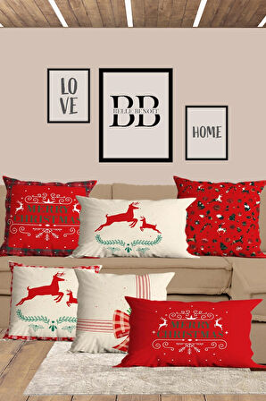 6’li Yılbaşı Desenli, Dikdörtgen, Çift Tarafı Dijital Baskı, Yastık kılıfı,Kırlent Kılıfı, Fermuarlı