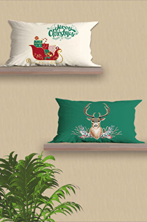 6’li Yılbaşı Desenli, Dikdörtgen, Çift Tarafı Dijital Baskı, Yastık kılıfı,Kırlent Kılıfı, Fermuarlı