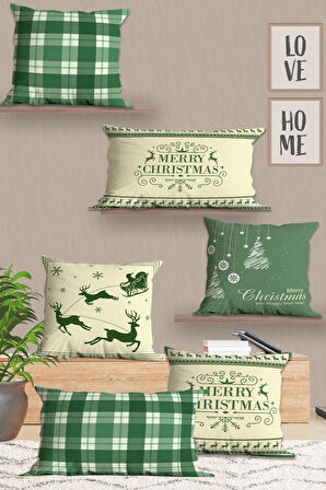 6’li Yılbaşı Desenli, Dikdörtgen, Çift Tarafı Dijital Baskı, Yastık kılıfı,Kırlent Kılıfı, Fermuarlı