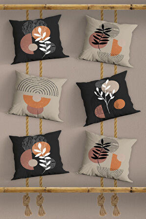 6'lı Modern Tasarım Çift Tarafı Dijital Baskılı, Dekoratif, Koltuk Yastık Kılıfı, Kırlent Kılıfı Seti