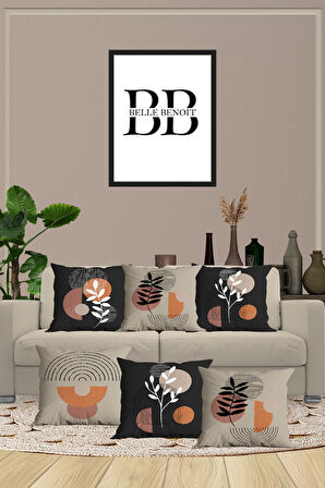 6'lı Modern Tasarım Çift Tarafı Dijital Baskılı, Dekoratif, Koltuk Yastık Kılıfı, Kırlent Kılıfı Seti