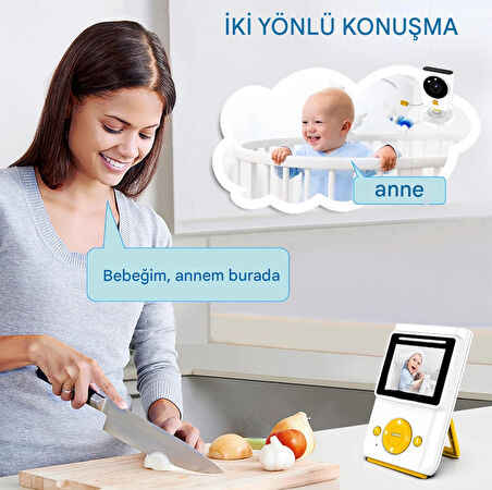 Bebek Monitörü, Kamera ve Sesli, HD Video Bebek Monitörü Ekranlı, Gece Görüşü, Yeni Anneler İçin