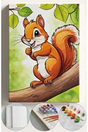 Çocuk Sayılarla Boyama Numaralı Tuval Seti Fırça Boya Dahil 40x50 Cm BEBEK SİNCAP