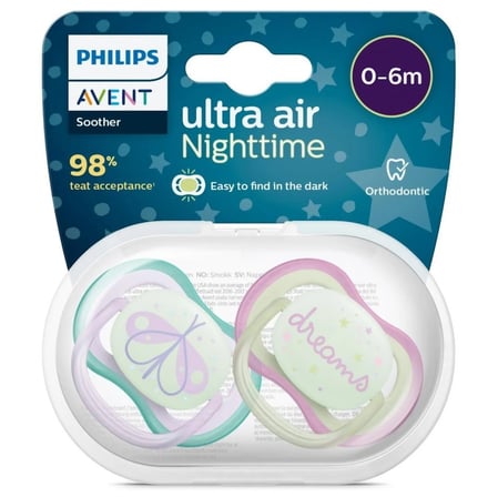 ent Ultra Air Night Karanlıkta Parlar Gece Emziği 0-6 ay Kız SCF376/19