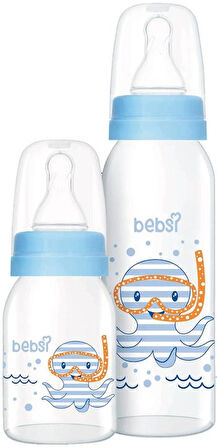 Bebsi Cam Biberon Seti (250ml+125ml)  - Mavi