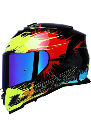Storm 2 Drop Full Face  Motosiklet Kaskı Gökkuşağı Camlı