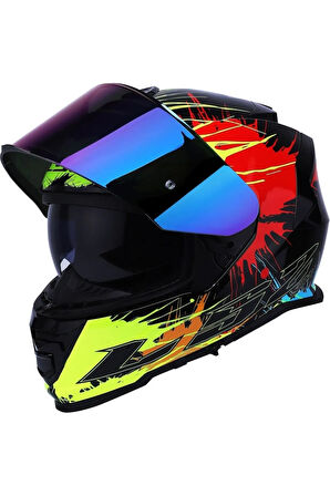 Storm 2 Drop Full Face  Motosiklet Kaskı Gökkuşağı Camlı