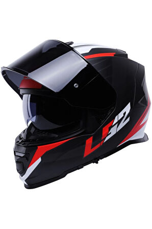 Storm 2 Nerve Kırmızı  Full Face  Motosiklet Kaskı Siyah Camlı