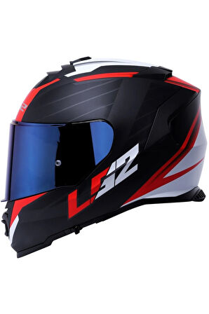 Storm 2 Nerve Kırmızı  Full Face  Motosiklet Kaskı Mavi Camlı