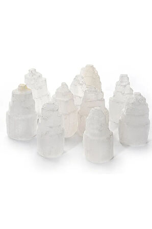Sertifikalı Doğal Selenit Taşı Doğal Taş Kule Parça (10 Cm)