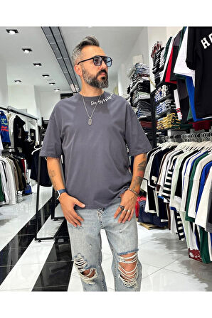 Boya Efektli Erkek Oversize T-Shirt