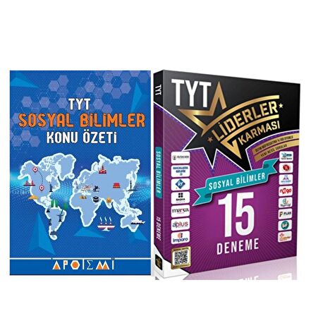 Apotemi TYT Sosyal Konu Özetli ve Liderler Karması Sosyal Deneme Seti 2 Kitap