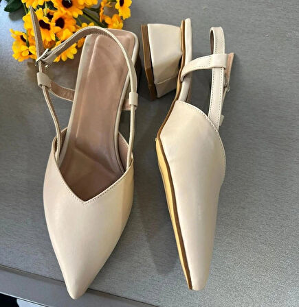 4 cm kalın topuk sivri burun 2025 model arkası açık topuklu ayakkabı klasik model zamansız şıklık