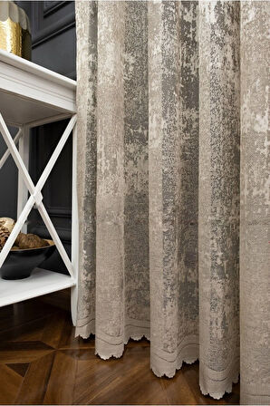 Bulut Tül Exculusive Micro Örgü 2kat Pileli Vizon-bej-açık Kahve Tül Perde